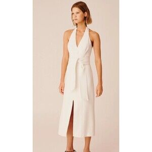 C/MEO Collective Collision Midi Dress Small (4) Linen Ivory Old Money Club Med